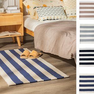 Woven Bold Striped Color Block 24"X51" Small Area Rug, 4 Colors Available